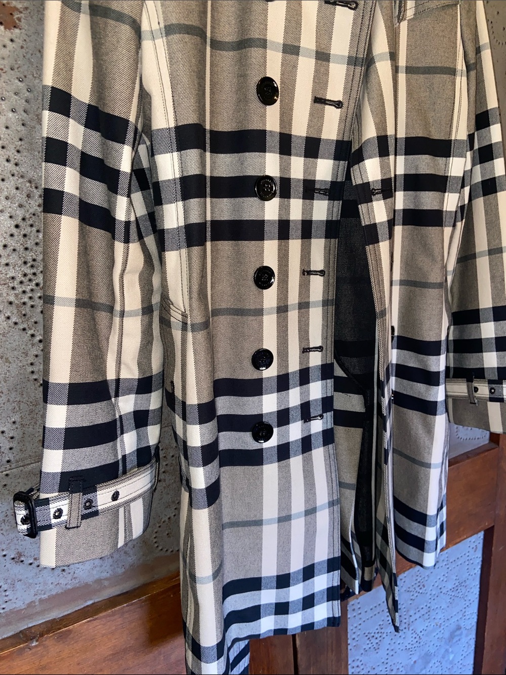 Burberry Plaid Trench Jacket Coat Size 6 - Picture 3 of 11